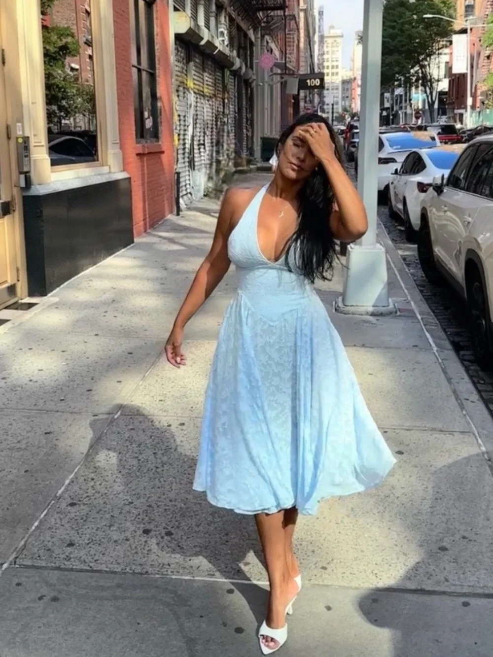 HOUSE OF CB Arietta Floral Jacquard Plunge Halter Neck Dress Sz M A-C NWOT $289 - Picture 6 of 16